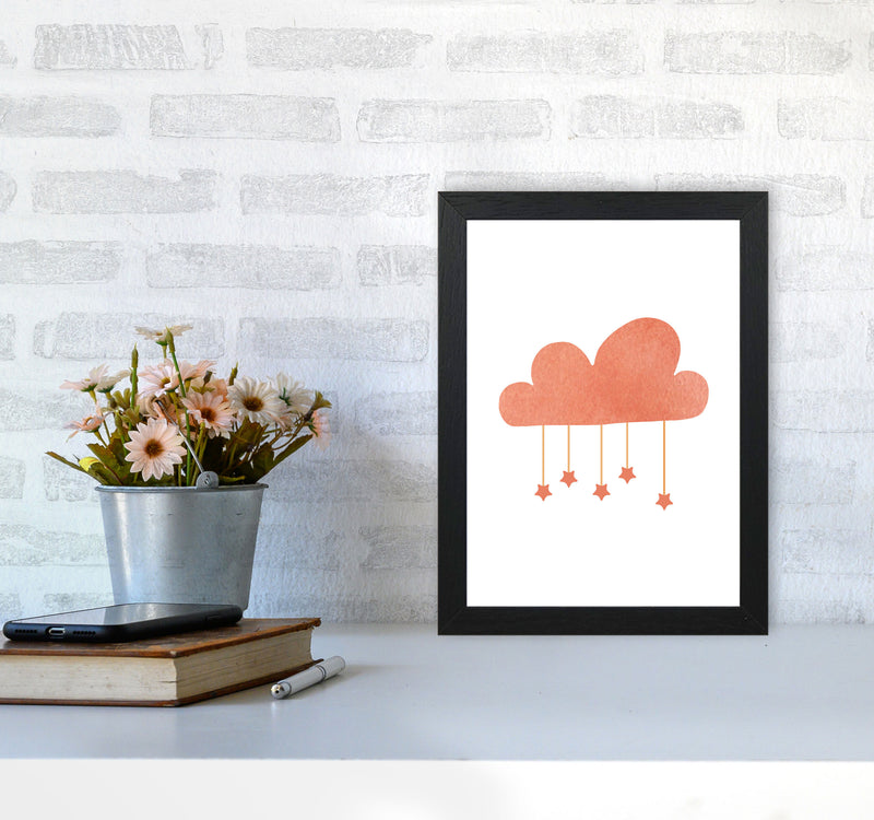 Peach Cloud Watercolour Modern Print A4 White Frame