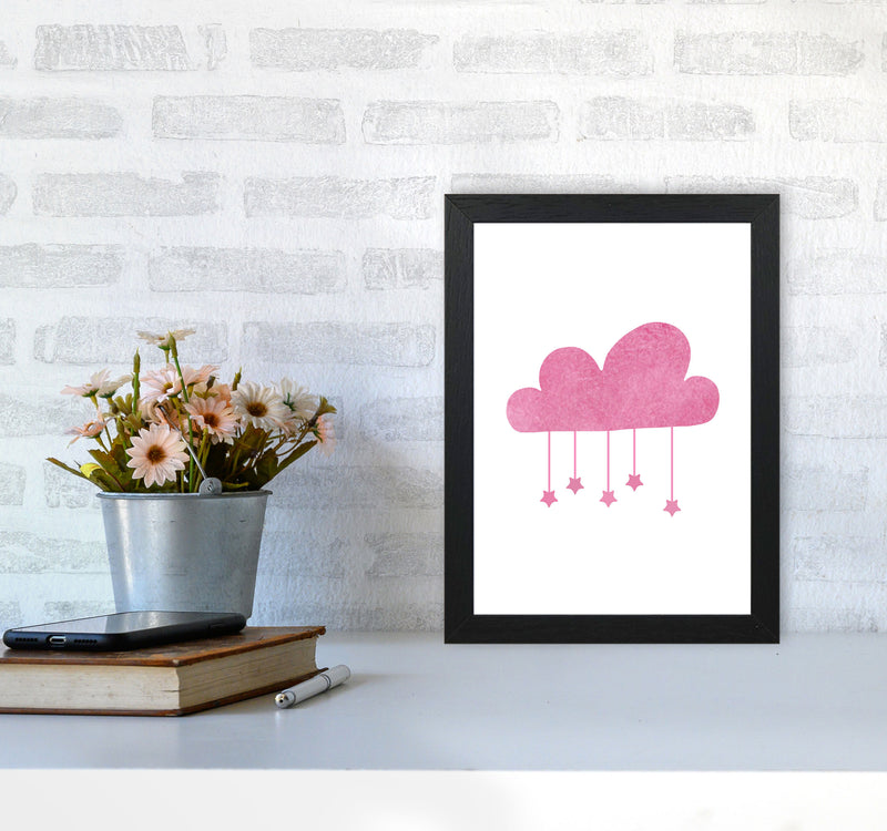 Pink Cloud Watercolour Modern Print A4 White Frame