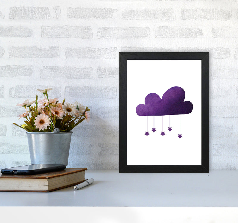 Purple Cloud Watercolour Modern Print A4 White Frame