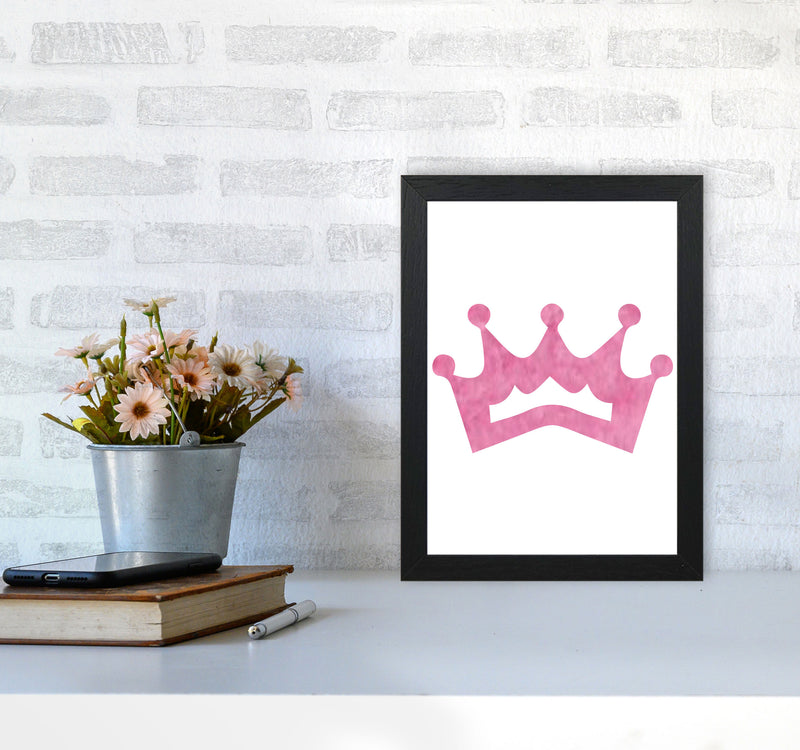 Pink Crown Watercolour Modern Print A4 White Frame