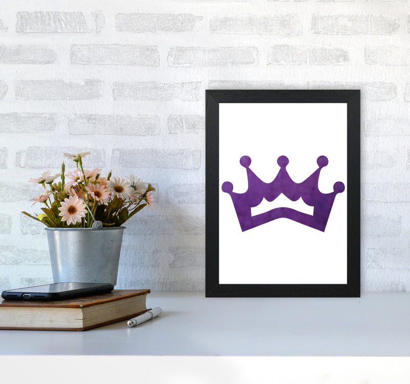 Purple Crown Watercolour Modern Print A4 White Frame