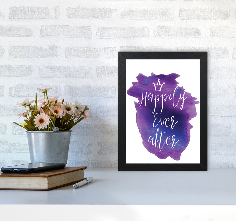 Happily Ever After Purple Watercolour Modern Print A4 White Frame
