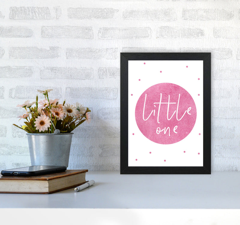 Little One Pink Watercolour Modern Print A4 White Frame