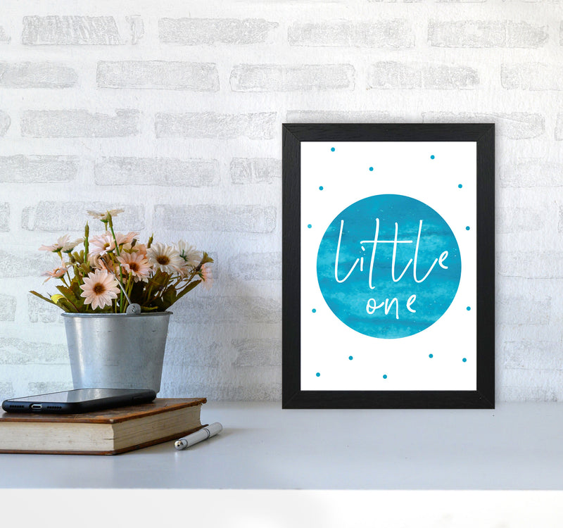 Little One Turquoise Watercolour Modern Print A4 White Frame