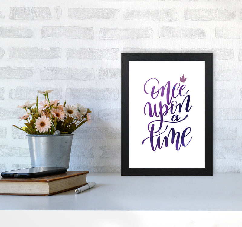 Once Upon A Time Purple Watercolour Modern Print A4 White Frame