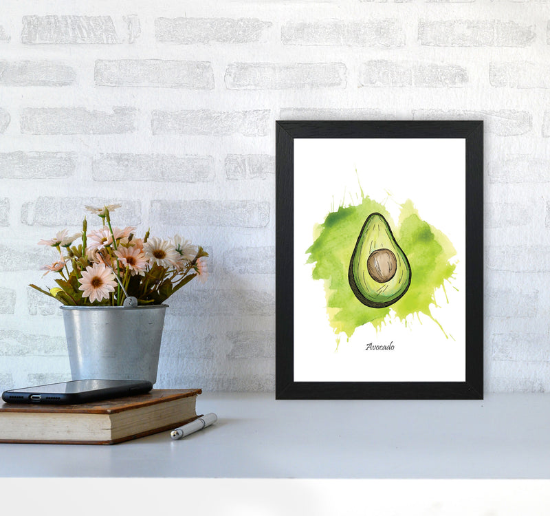 Avocado Modern Print, Framed Kitchen Wall Art A4 White Frame