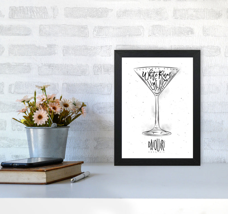Daiquiri Cocktail Modern Print, Framed Kitchen Wall Art A4 White Frame