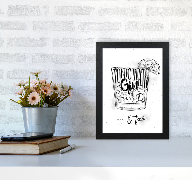 Gin And Tonic Modern Print, Framed Kitchen Wall Art A4 White Frame
