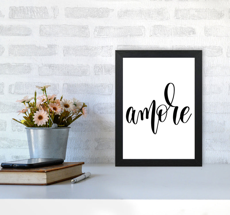 Amore Framed Typography Wall Art Print A4 White Frame