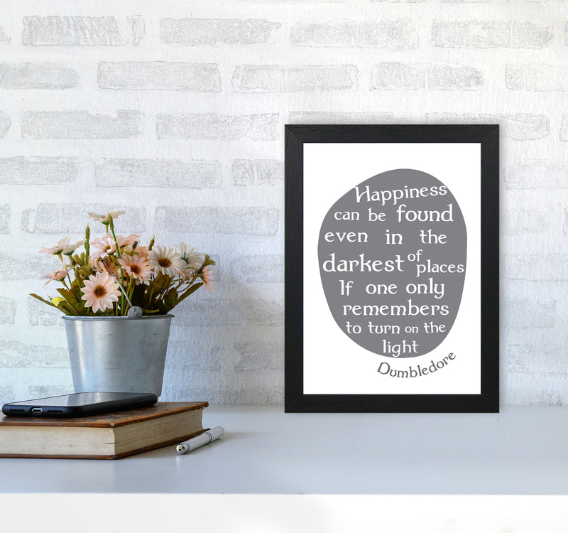 Happiness, Dumbledore Quote Framed Typography Wall Art Print A4 White Frame