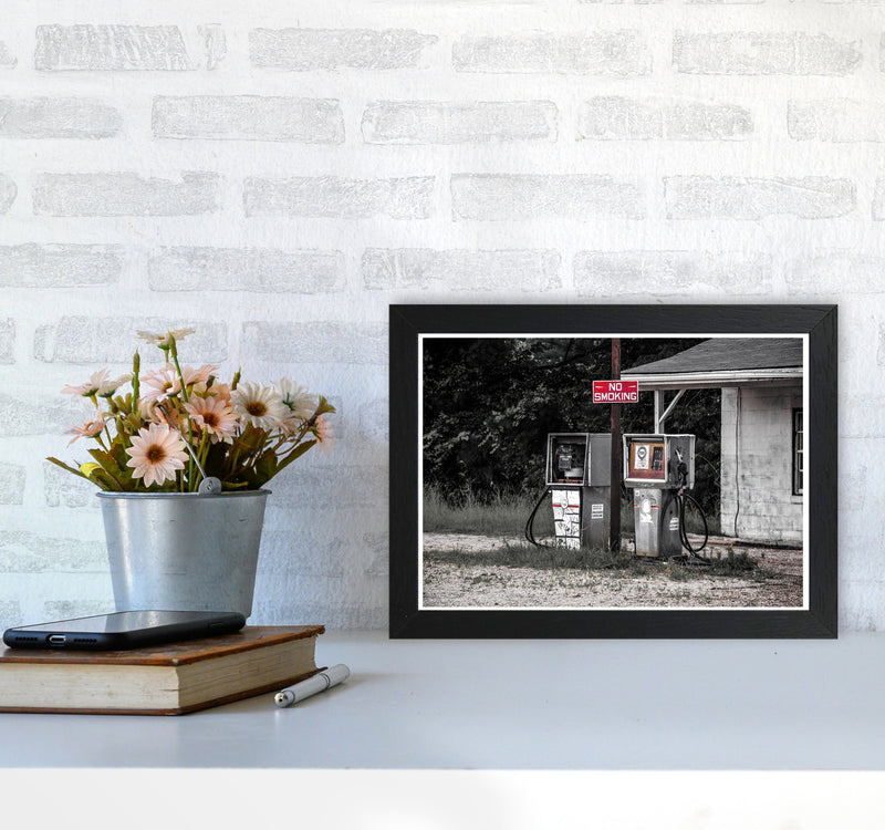 Abandoned Gas Pumps Modern Photography Print A4 White Frame