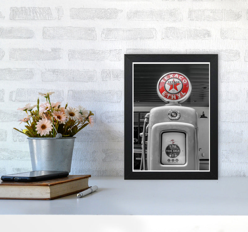 Texaco Gas Pump Modern Print A4 White Frame