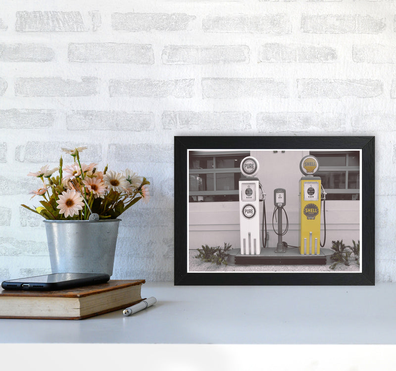 Vintage Shell Yellow Gas Pump Modern Print A4 White Frame