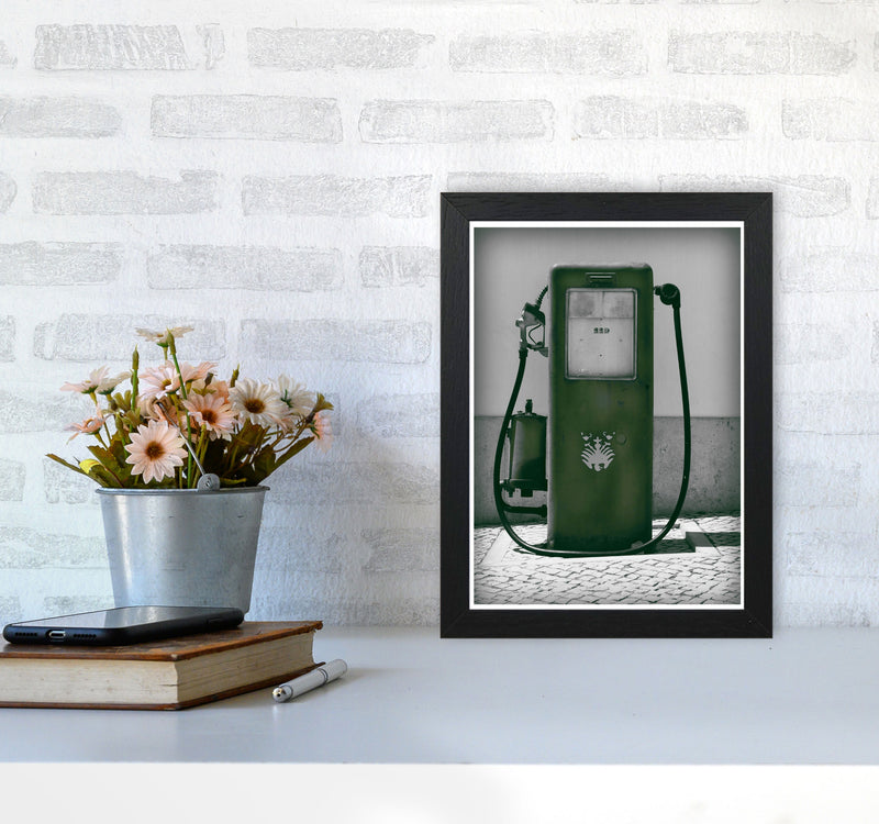 Vintage Green Gas Pump Modern Print A4 White Frame