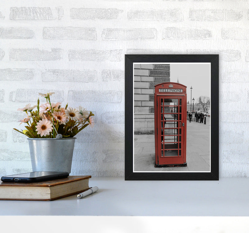 London Red Phonebox Modern Print A4 White Frame