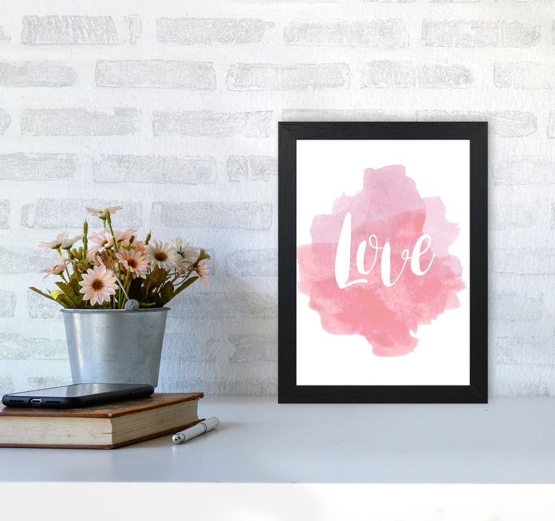 Love Pink Watercolour Modern Print A4 White Frame