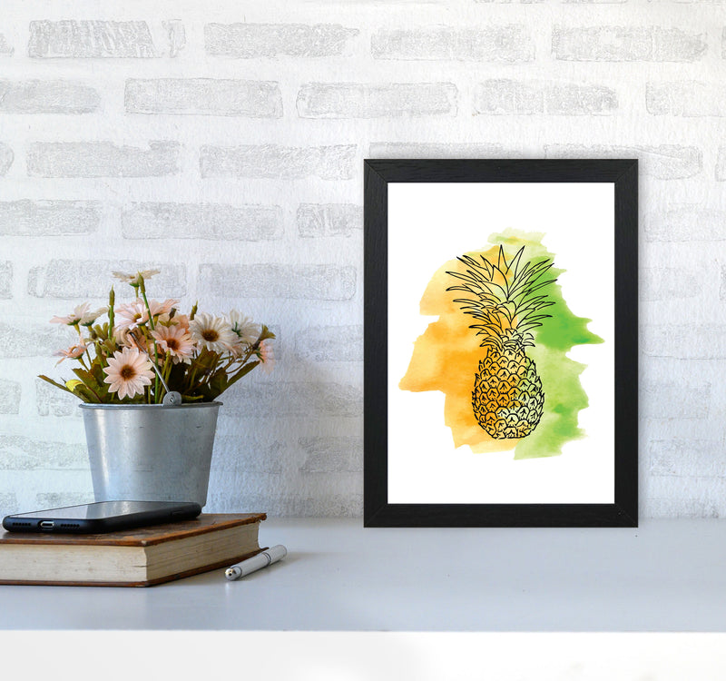 Orange And Green Pineapple Watercolour Modern Print A4 White Frame