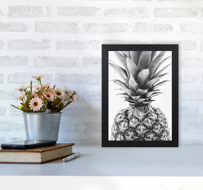 Black And White Pineapple Modern Print, Framed Kitchen Wall Art A4 White Frame