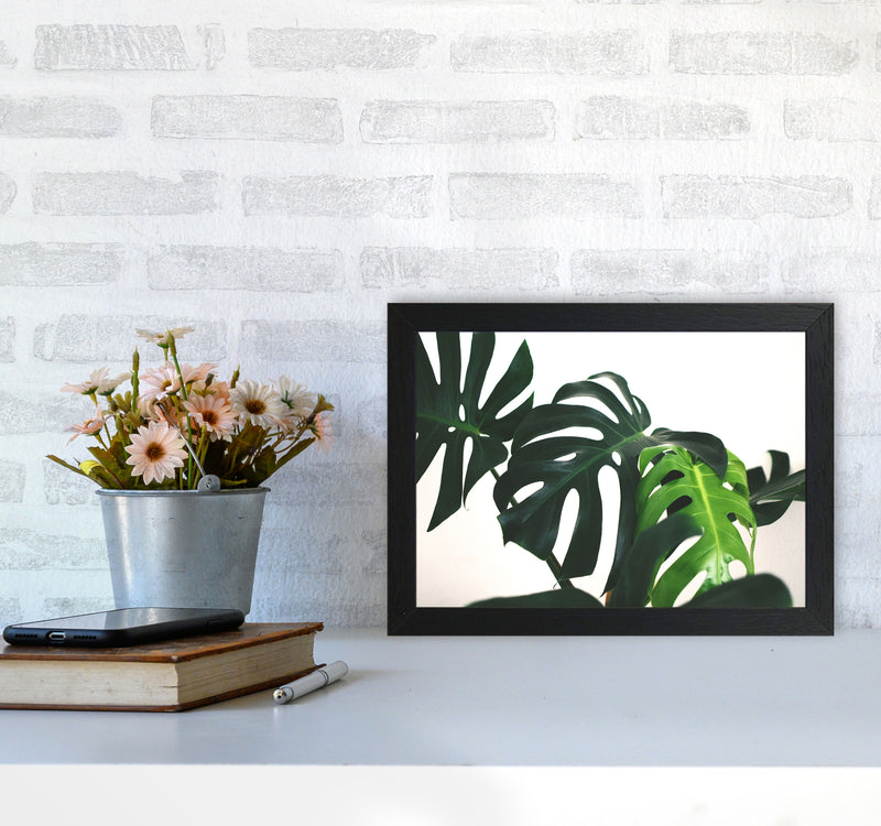 Monstera Leaf Landscape Modern Print, Framed Botanical & Nature Art Print A4 White Frame