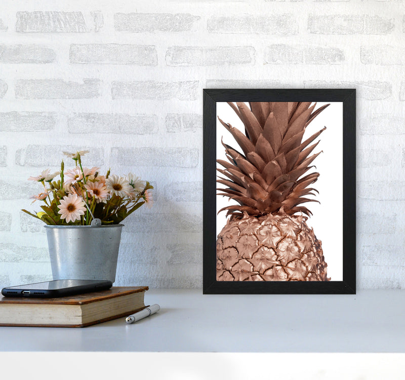 Rose Gold Pineapple Modern Print, Framed Kitchen Wall Art A4 White Frame