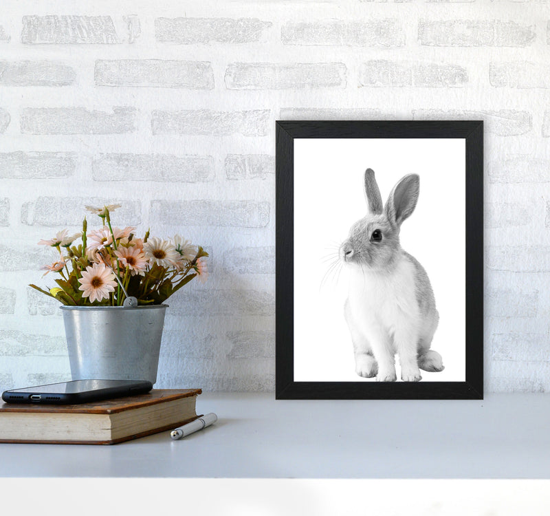 Black And White Bunny Modern Print Animal Art Print A4 White Frame