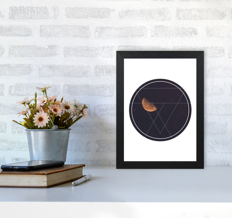 Black Moon Circle Modern Print A4 White Frame