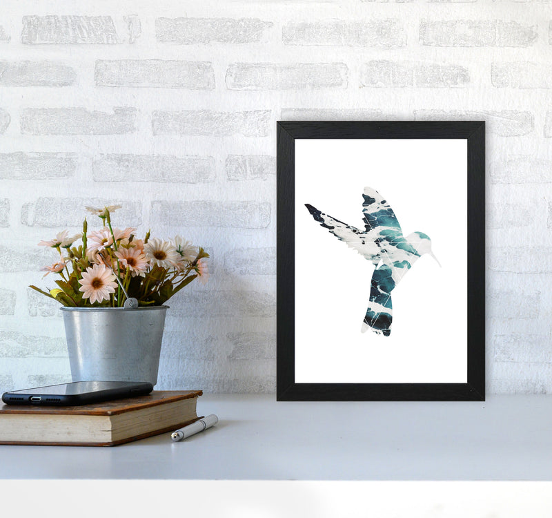 Blue Sea Bird Modern Print Animal Art Print A4 White Frame