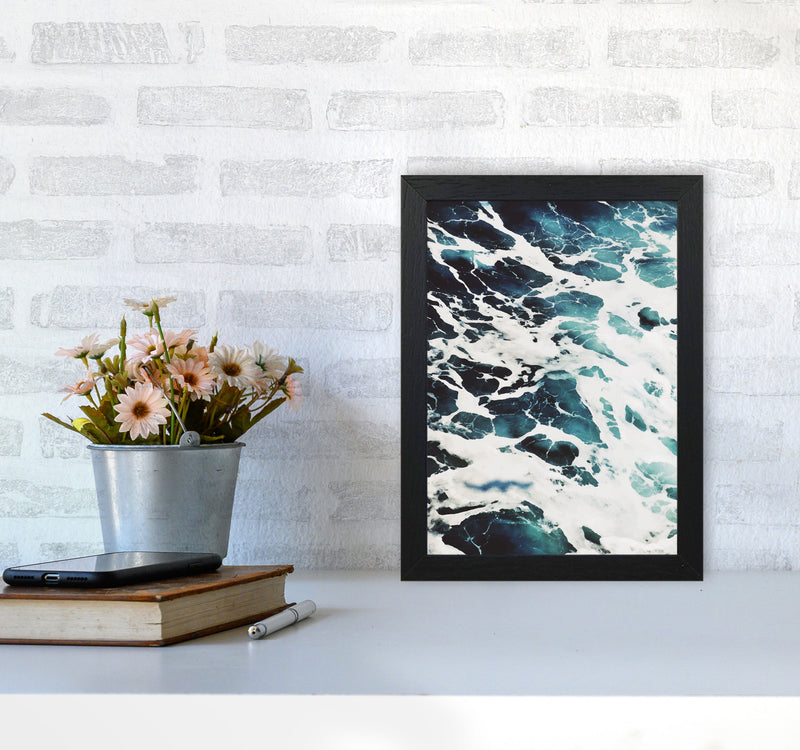 Blue White Water Modern Print, Framed Botanical & Nature Art Print A4 White Frame