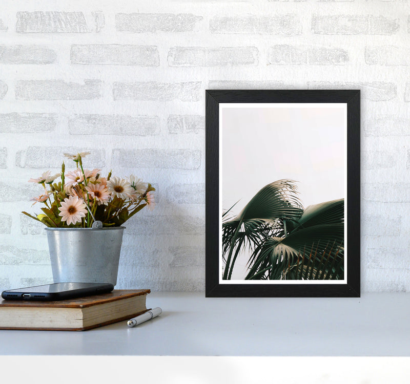 Bushy Palm Leaves Modern Print, Framed Botanical & Nature Art Print A4 White Frame