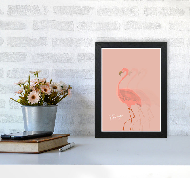 Flamingo Shadow Modern Print Animal Art Print A4 White Frame