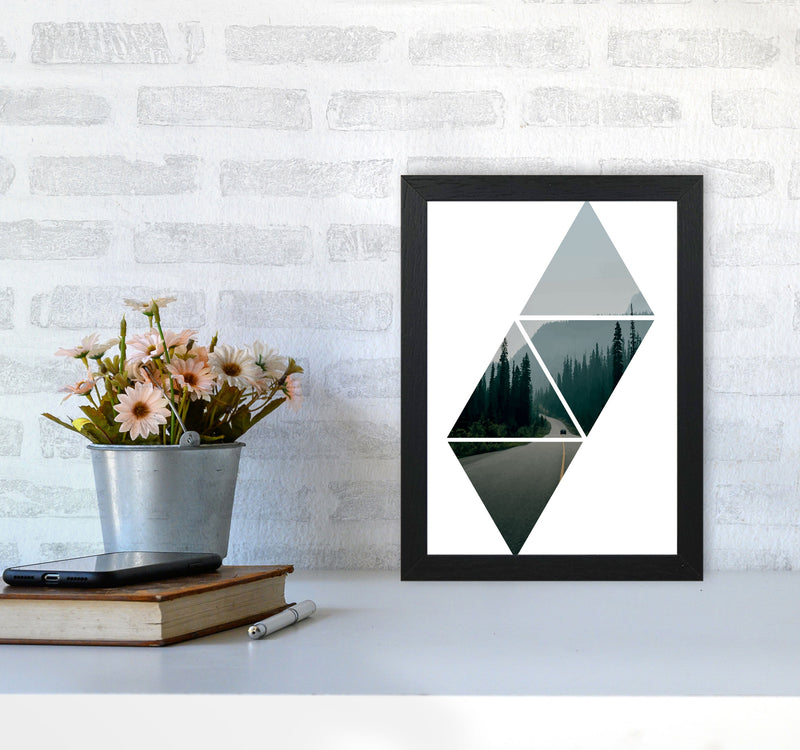 Abstract Triangles And Forest Modern Print A4 White Frame