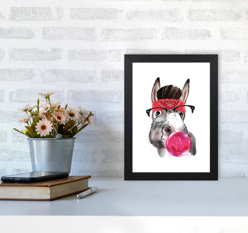 Gangster Donkey Modern Print Animal Art Print A4 White Frame