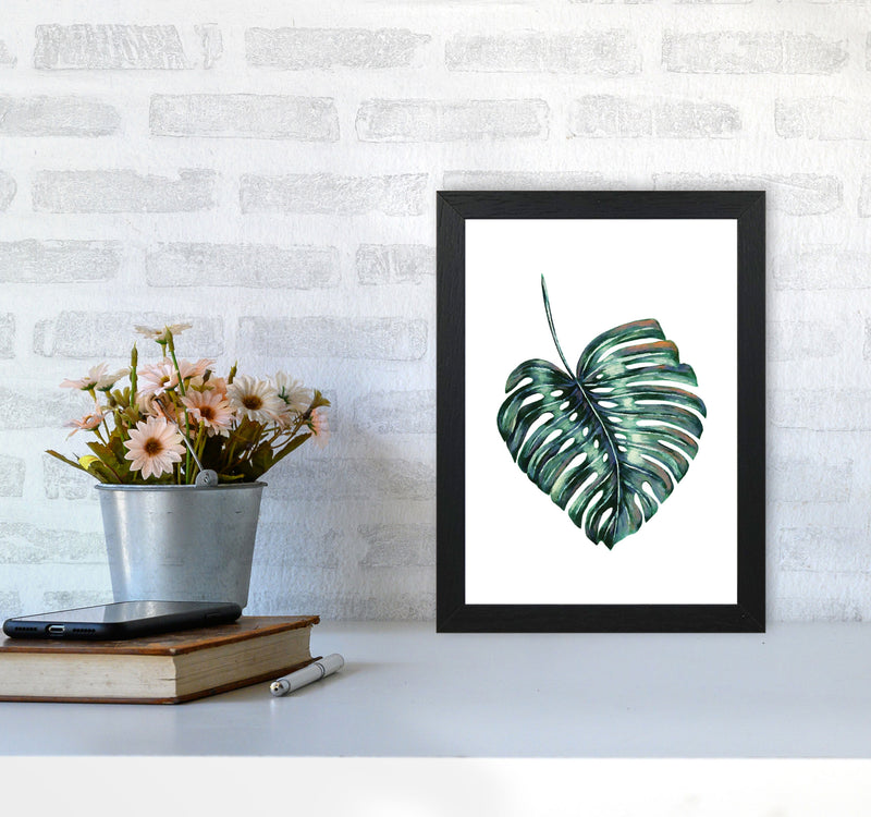 Monstera Leaf Full Modern Print, Framed Botanical & Nature Art Print A4 White Frame