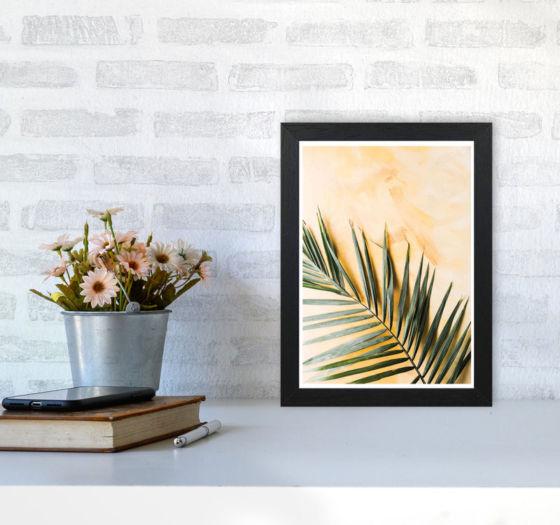 Palm Leaf Yellow Modern Print, Framed Botanical & Nature Art Print A4 White Frame