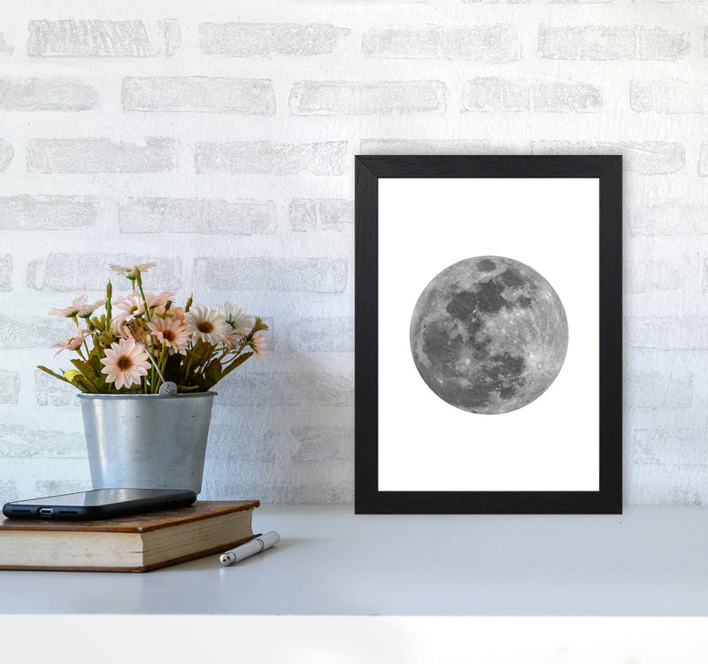 Grey Moon Modern Print A4 White Frame