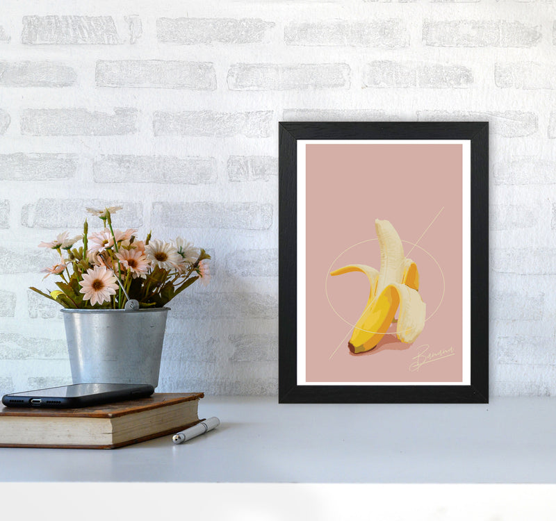 Banana Modern Print, Framed Kitchen Wall Art A4 White Frame