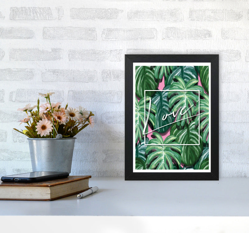 Love Green Leaves Modern Print, Framed Botanical & Nature Art Print A4 White Frame
