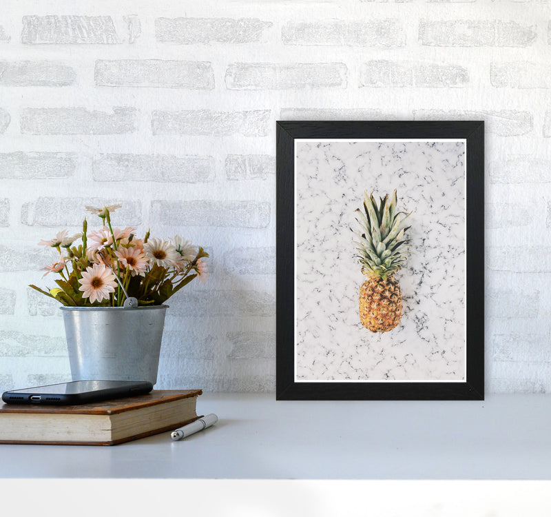 Marble Pineapple Modern Print, Framed Kitchen Wall Art A4 White Frame