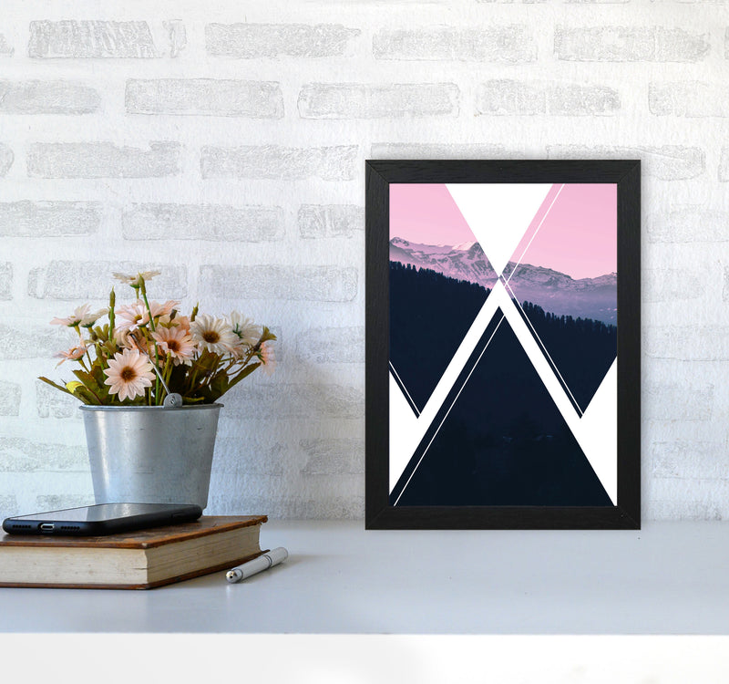 Abstract Pink Mountain Modern Print A4 White Frame