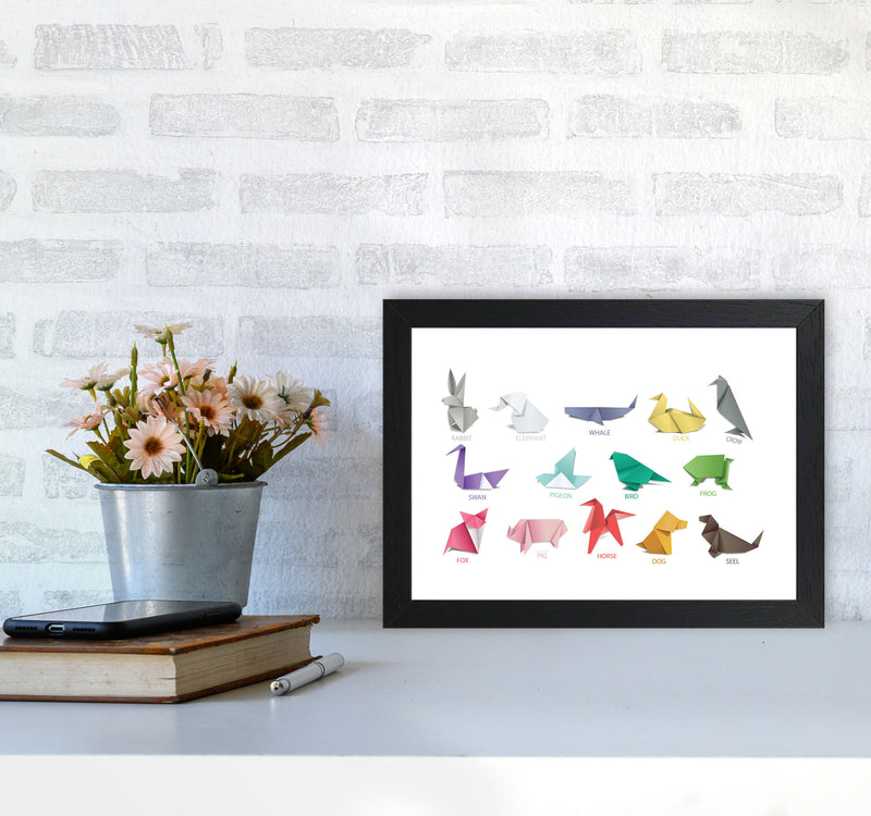 Origami Animals Modern Print A4 White Frame