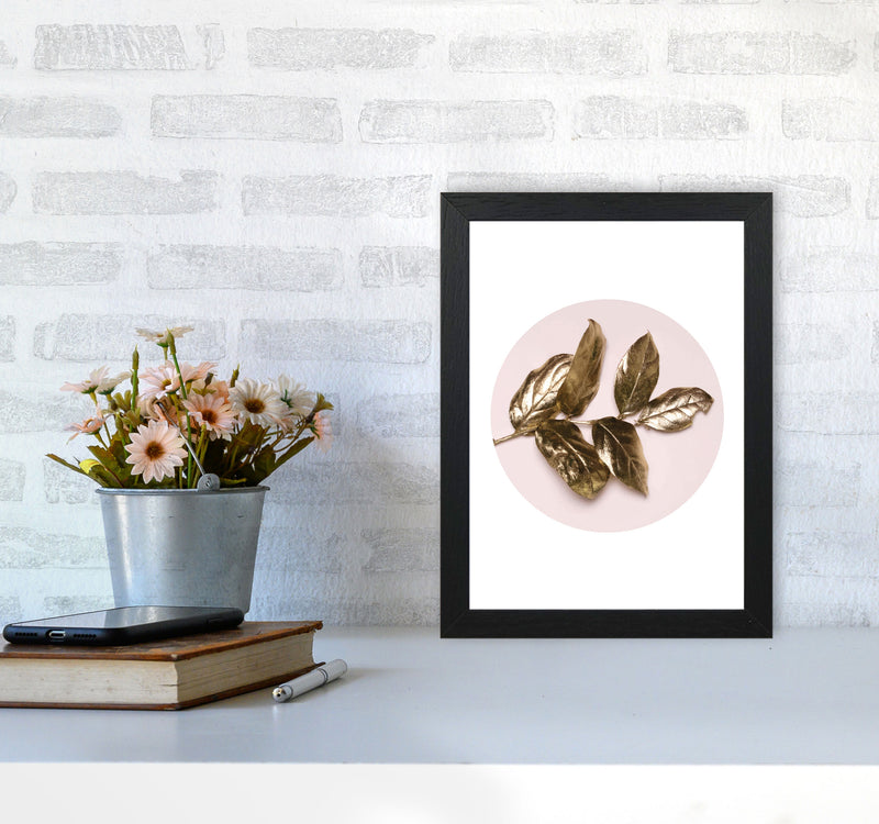 Pink And Gold Leaf Modern Print, Framed Botanical & Nature Art Print A4 White Frame
