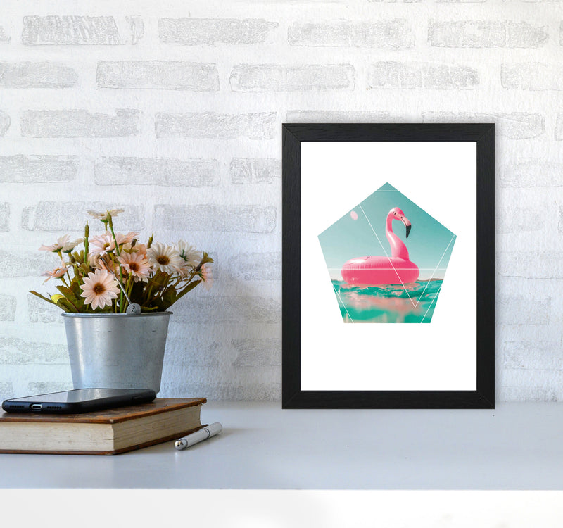 Pink Flamingo Inflatable Modern Print A4 White Frame