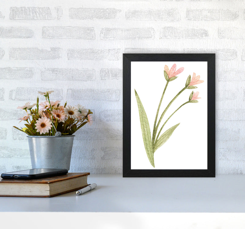 Pink Watercolour Flower 1 Modern Print A4 White Frame