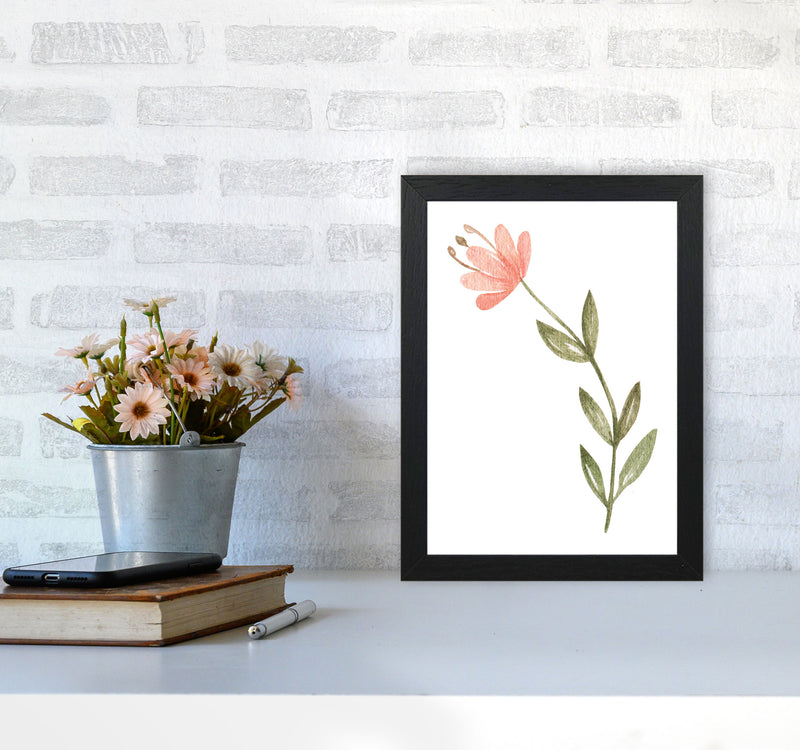 Pink Watercolour Flower 2 Modern Print A4 White Frame