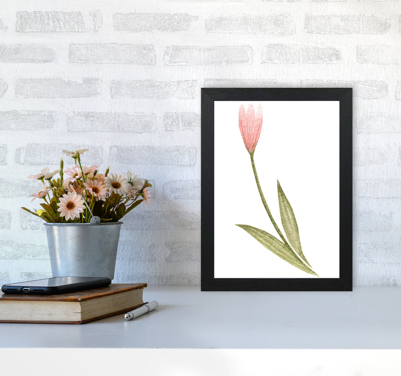 Pink Watercolour Flower 3 Modern Print A4 White Frame
