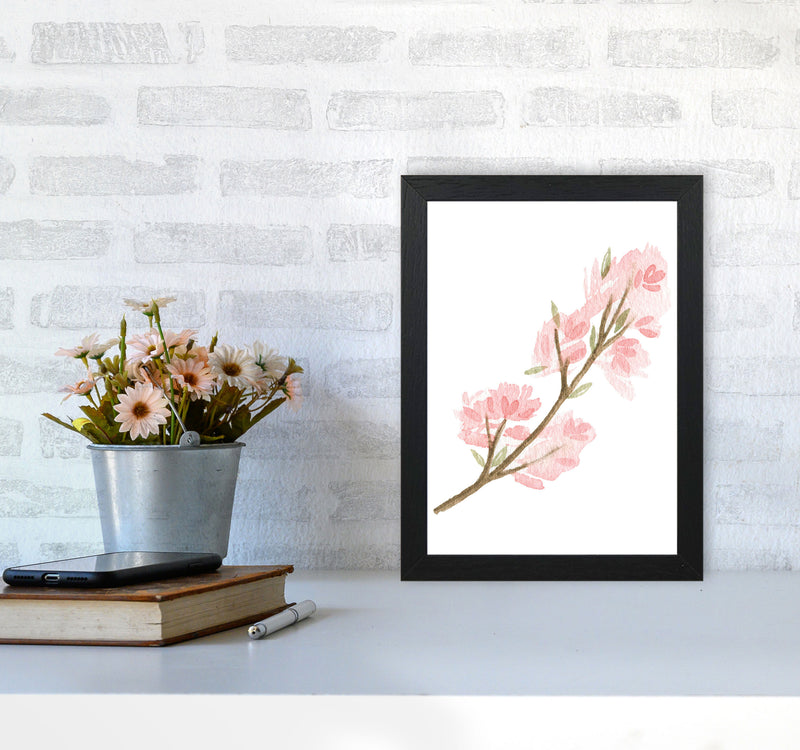 Pink Watercolour Flower 4 Modern Print A4 White Frame
