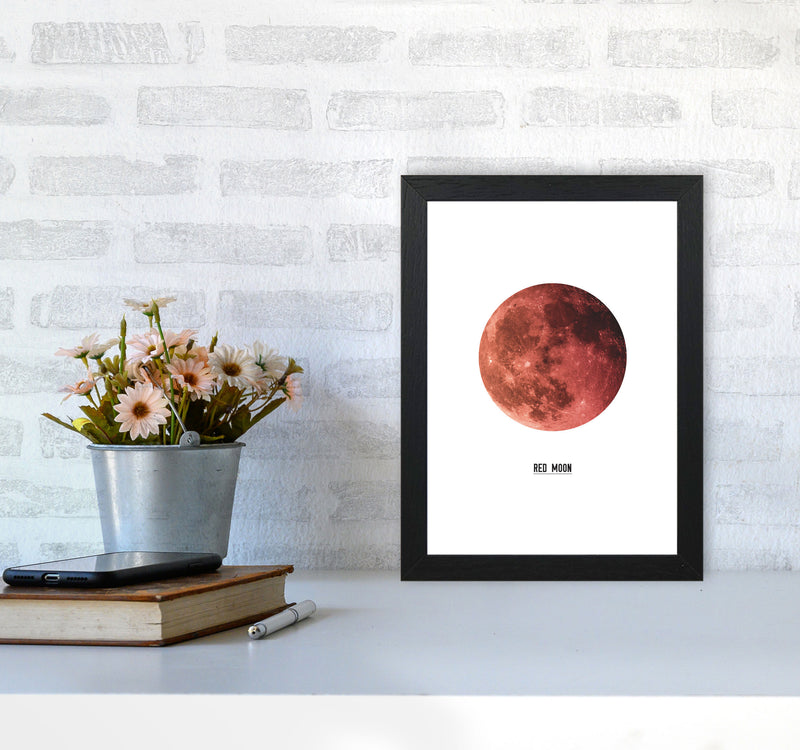 Red Moon Modern Print A4 White Frame