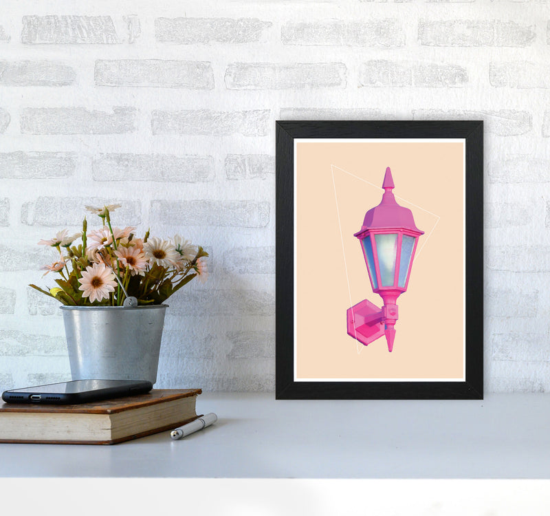 Pink Geo Lamp Modern Print A4 White Frame