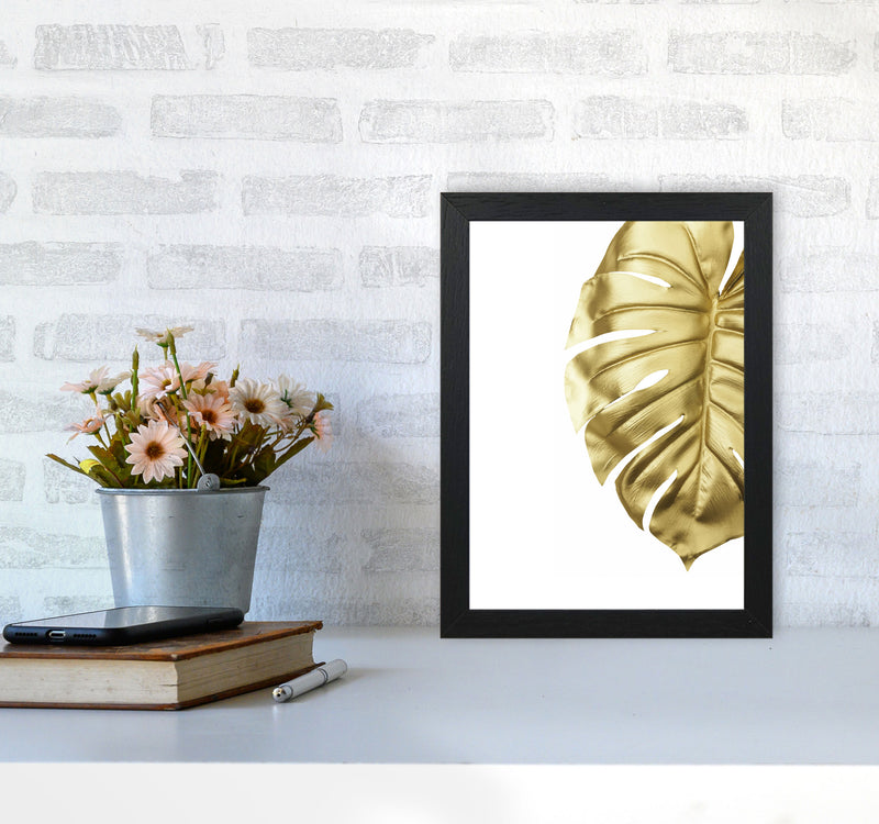 Gold Monstera Modern Print, Framed Botanical & Nature Art Print A4 White Frame