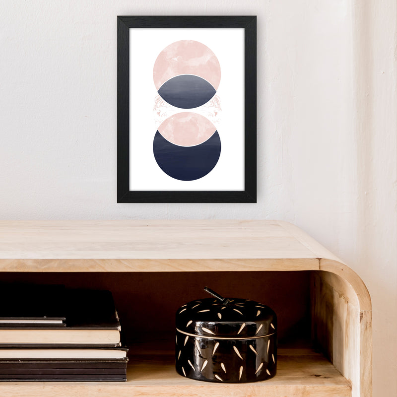 Navy And Marble Pink 1 Art Print by Pixy Paper A4 White Frame